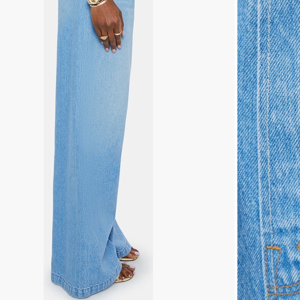 MOTHER SNACKS Light Blue Wide-Leg Jeans - Picture 2 of 4